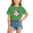 thumbnail image 3 of Girls Short Sleeve Breathable Summer T Shirt Cute Cat Print Kids Casual Tee Soft Fashion, 3 of 5
