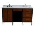 thumbnail image 5 of 61 in. Double Wooden Vanity Walnut Black White Quartz Rectangle Sink, 5 of 18