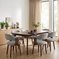 thumbnail image 3 of Guyou Modern Dining Chair Set of 2, Linen Upholstered Dining Room Armchair with Curved Backrest, Mid-Century Wooden Kitchen Side Chairs for Dining Room Living Room, Grey, 3 of 9