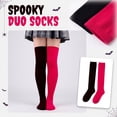 thumbnail image 3 of Halloween Thigh High Socks for Women Over Knee Socks Long Color Block Stockings (B), 3 of 6