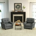 thumbnail image 3 of Costway Fauteuil d'Appoint Moderne Rembourré Fauteuil Mi-Siècle avec Pieds Robustes Gris, 3 of 9