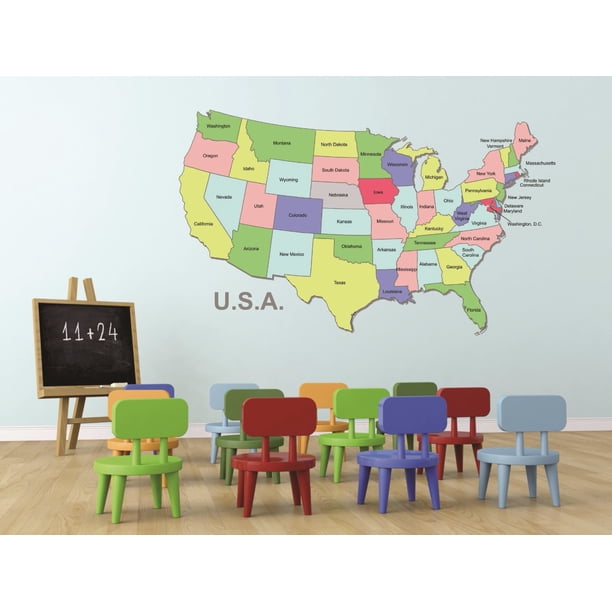 Living Room Art United States Of America Us Map World Country State Classroom School 16x24 Inches Walmart Com Walmart Com