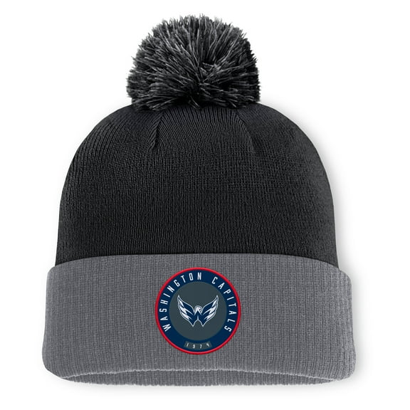Men's Fanatics  Black Washington Capitals Aspyn Cuffed Knit Hat with Pom