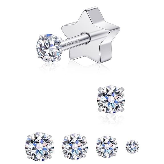 Limerencia Moissanite Stud Earrings for Women Men, F136 Hypoallergenic Titanium Earrings for Sensitive Ears,3mm