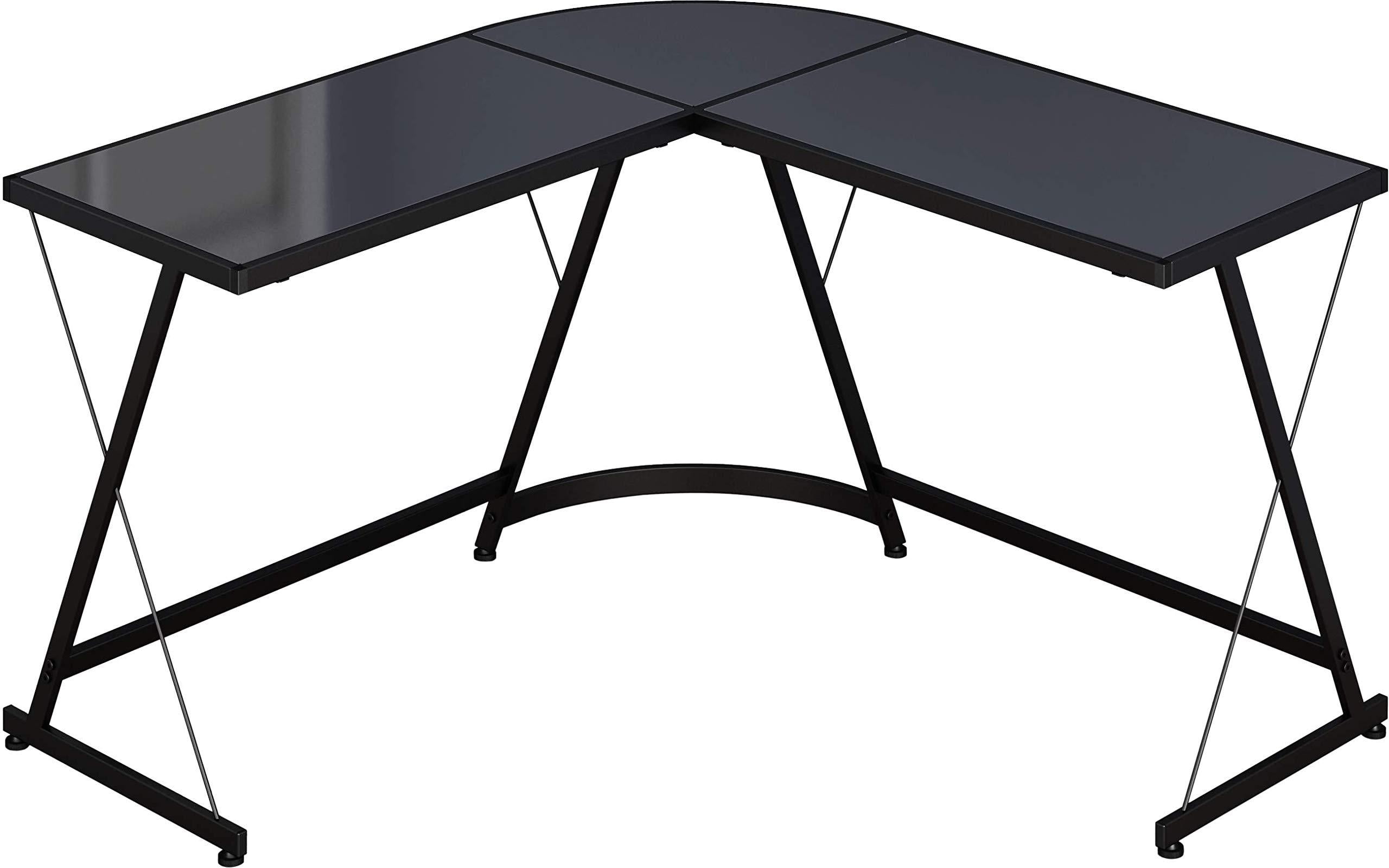 SHW LShape Corner Desk Computer Gaming Desk Table, Black