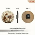 thumbnail image 7 of 2D Flat 1pc 10Inch Non-Ticking Silent Wooden Wall Clock - Tabby Cat Floral Arrangement Design, Rustic Vintage Round Clock for Home Office Kitchen Living Room, AA Battery Not Included), 7 of 7