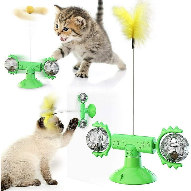 Bâton de chat de carrousel de jouet pour animaux de compagnie avec des  plumes naturelles 