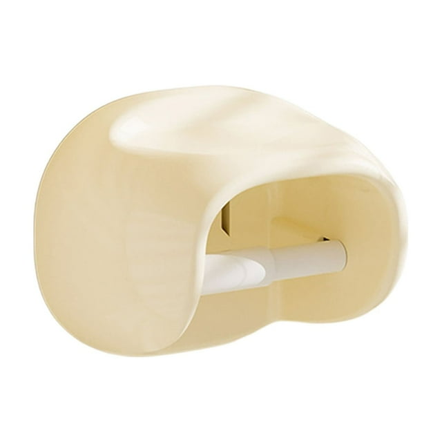 Wall Mounted Bathroom Roll Paper Storage Box Plastic Non Perforated Tissue Holder with Built In Shaft and Top Groove for Small Items