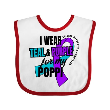 

Inktastic Suicide Prevention I Wear Teal and Purple for My Poppi Gift Baby Boy or Baby Girl Bib