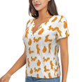 thumbnail image 2 of Wukai Cartoon Squirrel Casual V-Neck Graphic Tees for Women: Lightweight and Breathable Summer Tops with Stylish Design-Medium, 2 of 8