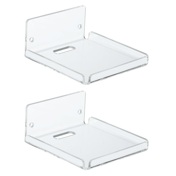 Uxcell 4" Small Floating Shelves Clear Acrylic Shelves for Wall Small Clear Wall Shelf Bathroom Shelves 2 Pcs