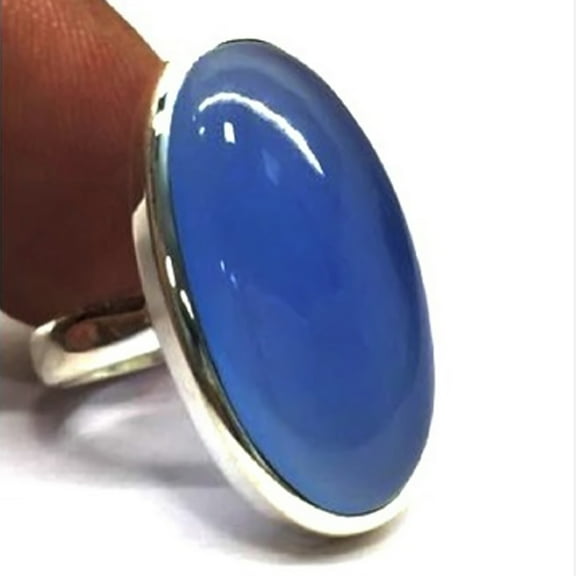 925 Sterling Silver Blue Chalcedony Ring