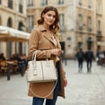 thumbnail image 5 of Women’s Large PU Leather Tote Handbag with Removable Shoulder Strap, Roomy Satchel Purse with Multiple Pockets for Work & Travel, 11.8×5.1×8.3 inches(Beige), 5 of 5