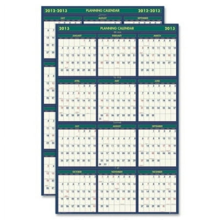 House of Doolittle 4 Seasons Reversible Business/Academic Wall Calendar, 24" x 37", 2013-2014