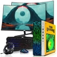 thumbnail image 1 of Restored HP G4 Gaming Desktop Computer PC Lambo Intel i5,16GB RAM,256GB SSD OS + 2x500GB HDD,Dual 32 Inch Curve Monitor,GT 730 Graphics,RGB KBM with AI Copilot,WiFi,RGB Headphone,Windows 11, 1 of 9