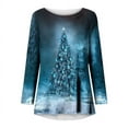 thumbnail image 5 of SDNall Womens Plus Size Christmas Tops Long Sleeves Floral Casual Shirts Solid Pullover Loose Tunic Tops Christmas Tree Print Round Neck Long Dleeve Blouse Holiday Shirts (Blue, Sizes S-XXL), 5 of 9