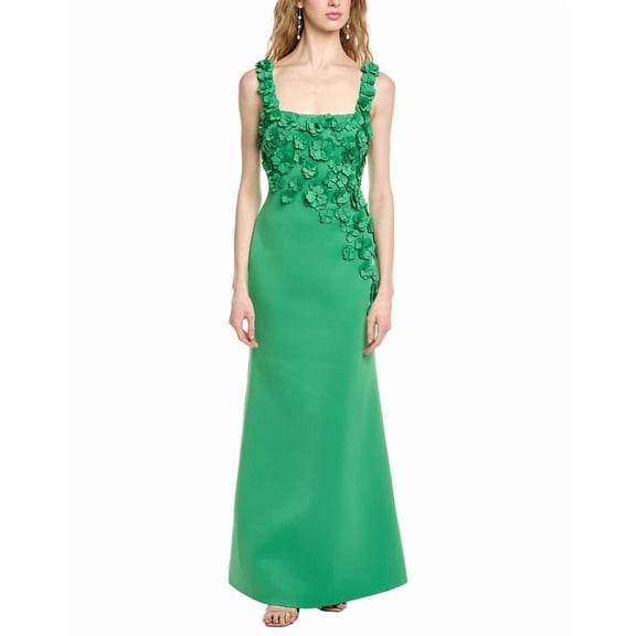 Badgley Mischka womens  Cutout Appliques Gown, 4, Green