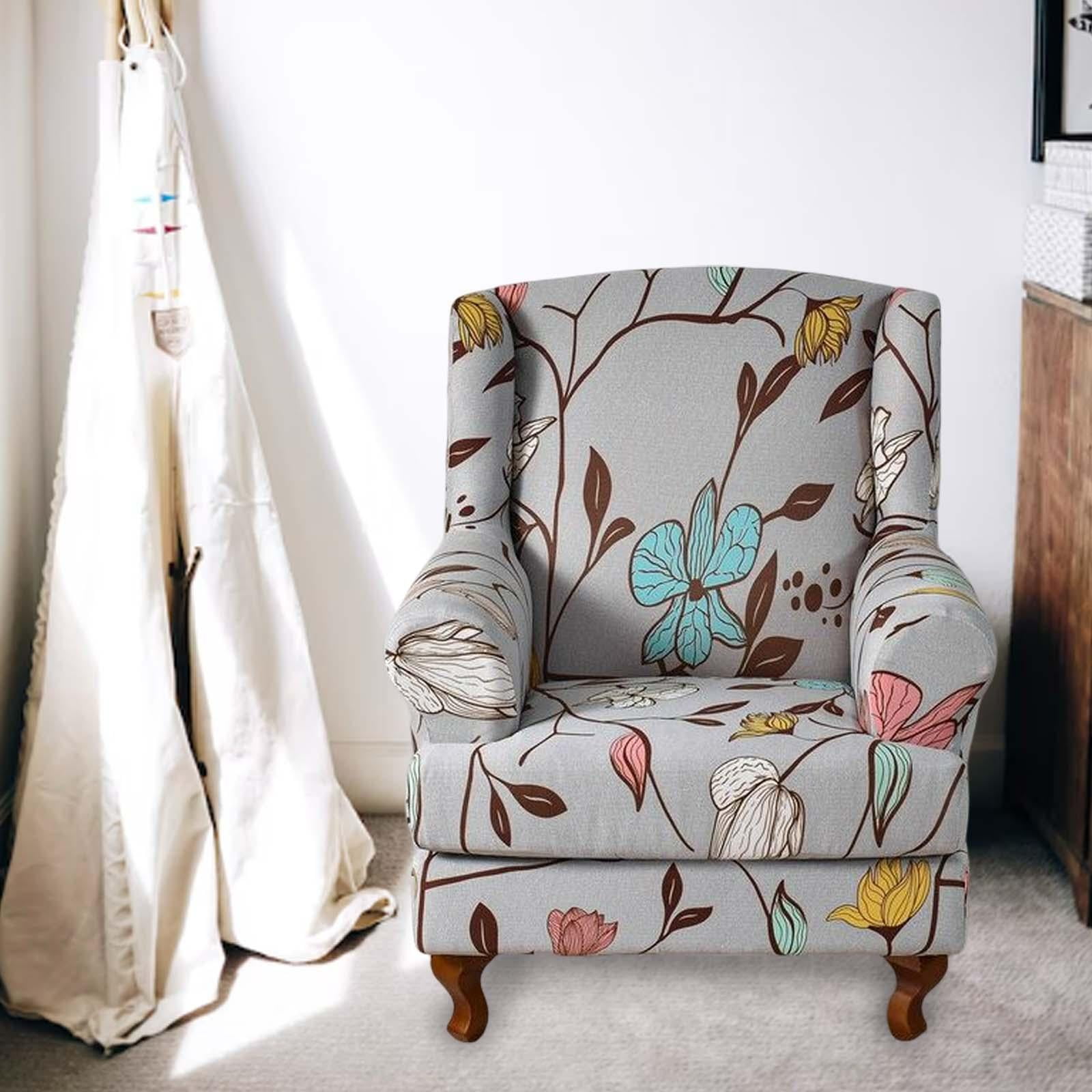 Stretch Wingback Chair Cover Sofa Cover Washable Chair Protector Armchair Cover Single Sofa Seat Cover for Wedding Gray