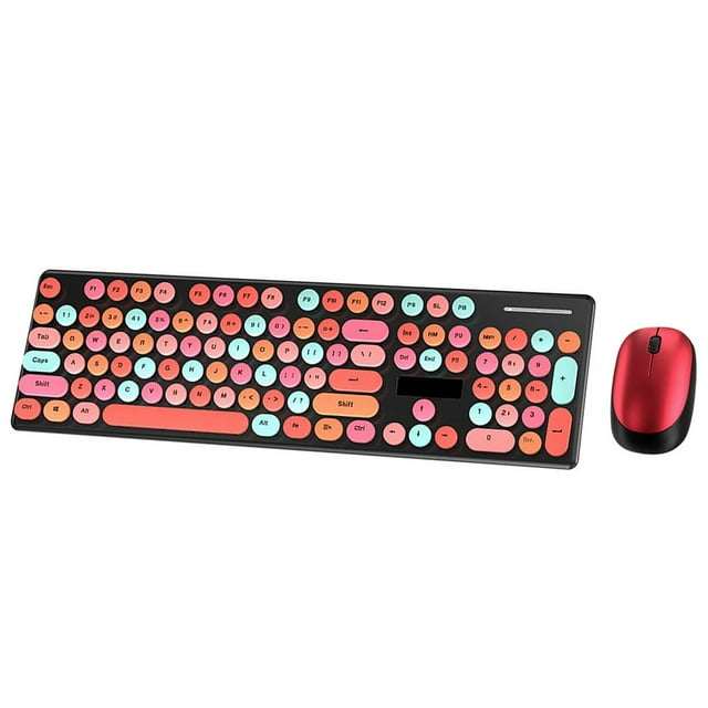 MesaSe Keyboard Mouse Set Wireless Computer Laptop Mute Gaming Mice Keyboard for Office Home Red