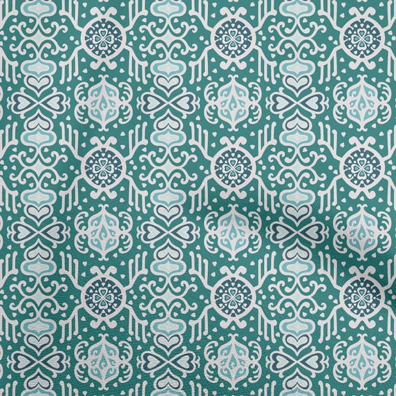 oneOone Silk Tabby Teal Green Fabric Floral Sewing Material Print Fabric By The Yard 42 Inch Wide