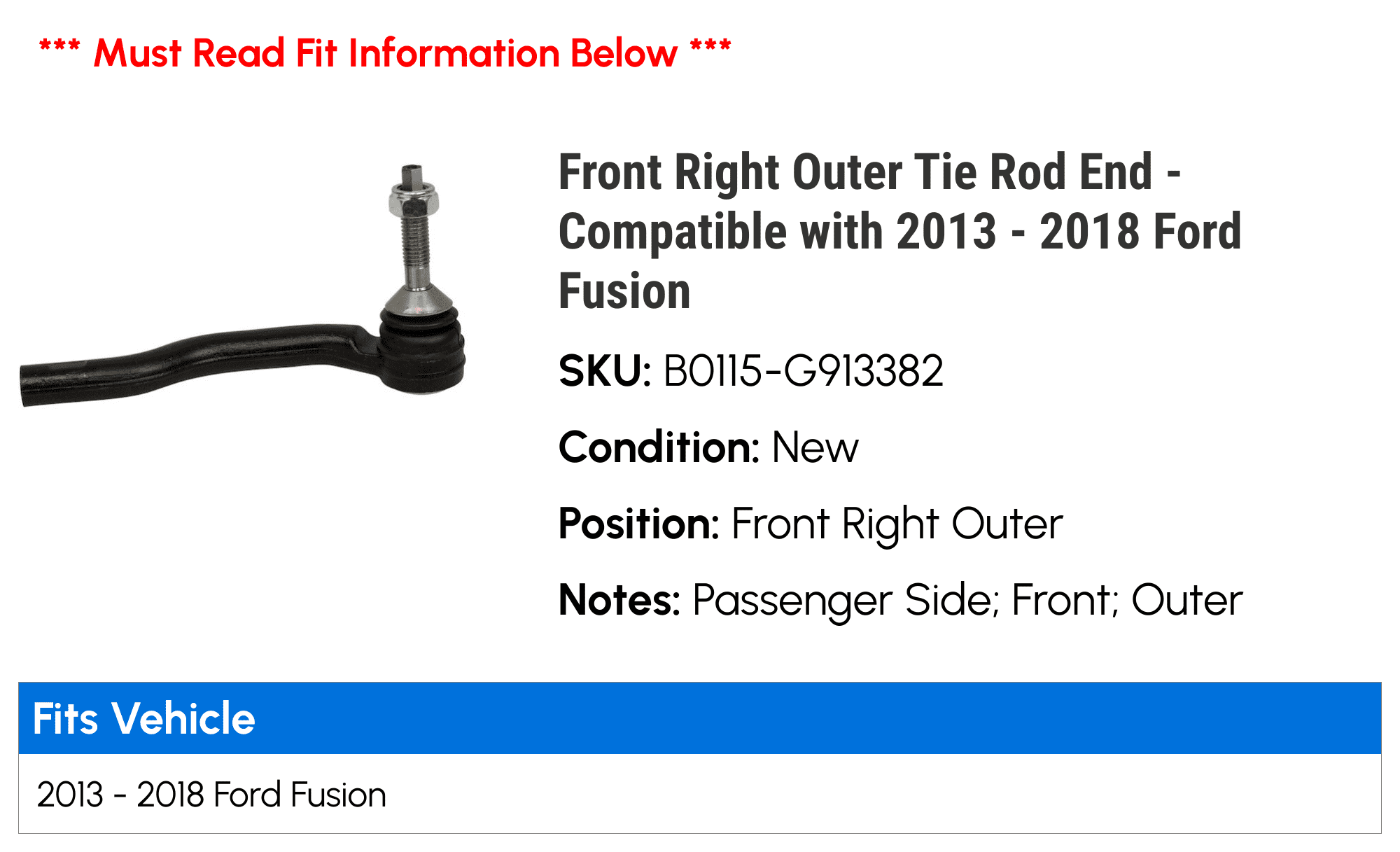 2012 Ford Fusion Front End Noises? Replace The Tie Rods?, 53 OFF