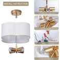 thumbnail image 6 of Semi-Flush Mount Ceiling Light Fixture Cream White Fabric Drum Shade Antique Brass Brush Paint Finish for Bedroom, Dining Room, Corridor, Living Room 13.77" 4-Light, 6 of 8