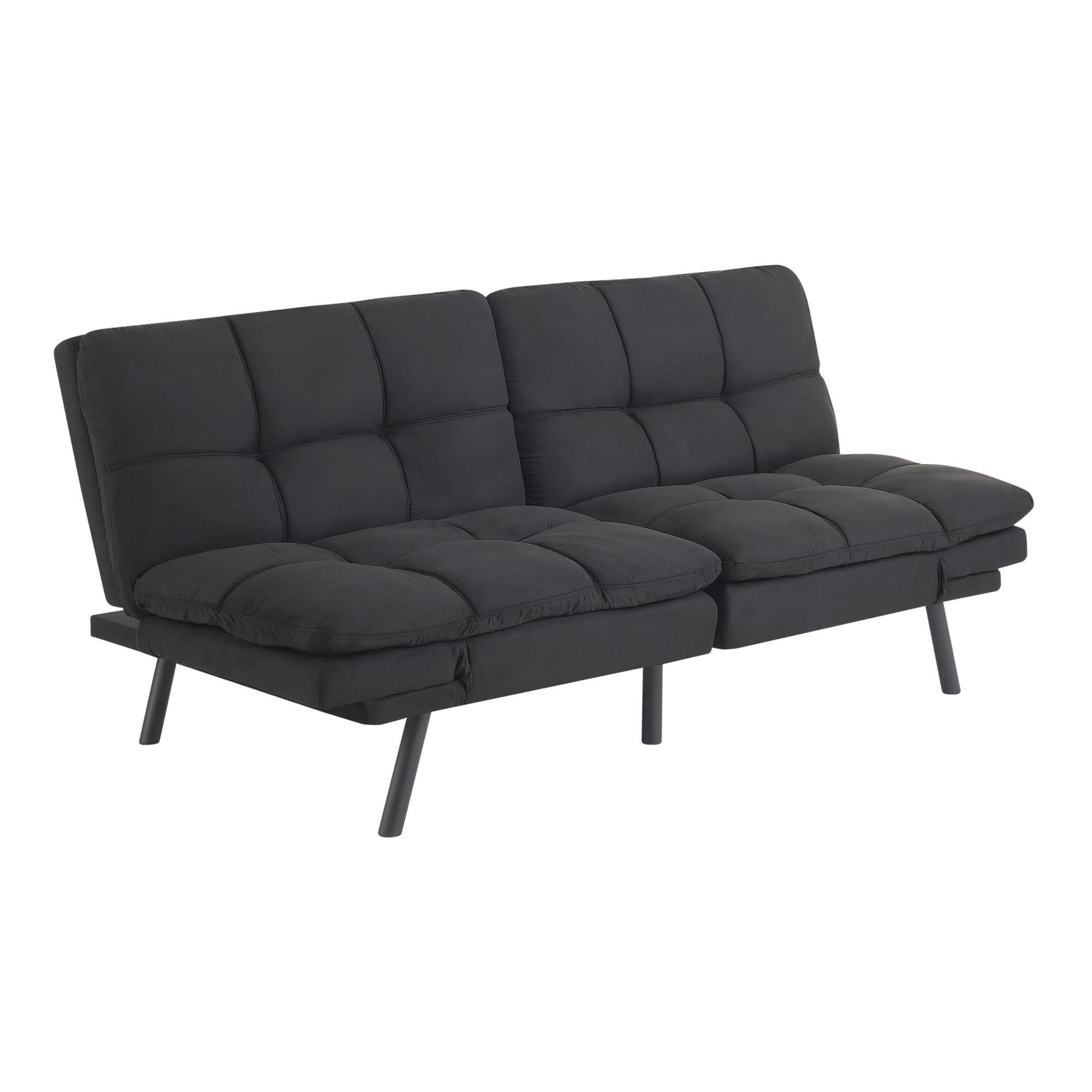 Mainstays 72 in Memory Foam Futon Sofa Bed, Black photo 7