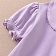 thumbnail image 5 of BXJX Girls Cotton T-shirts, Casual School Peter Pan Collar Short Sleeve Kids Tees with Ruffle Purple Size 2-3 T, 5 of 7