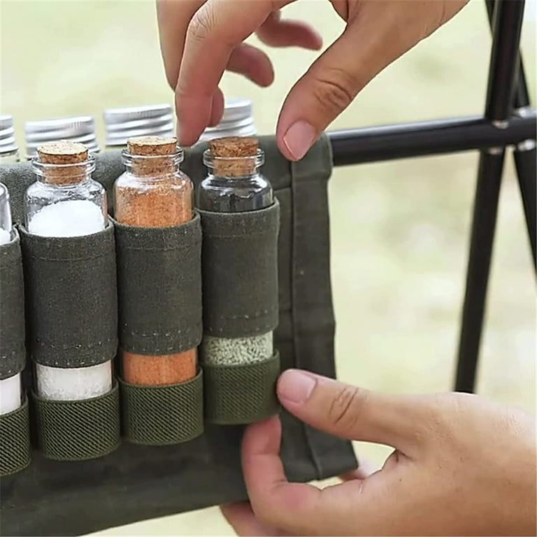 Camping Spice Kit Portable Travel Spice Container Bag with 5 Clear Seasoning  Bottles Travel Spice Holder Condiment Container Set