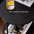 thumbnail image 3 of QinaQin Mesa lateral de 3 niveles con patas metálicas resistentes, diseño moderno tipo mármol, ideal como buró o mesa auxiliar para recámara o sala, compacta y fácil de armar, 3 of 6