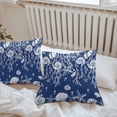 thumbnail image 5 of Outdoor Waterproof Pillow Covers Pack of 2, Navy Blue White Ocean Coral Shell Starfish Nautical Coastal Decorative Throw Pillowcases Cushion Covers for Garden Patio Tent Sofa Couch, 26x26 inch, 5 of 8