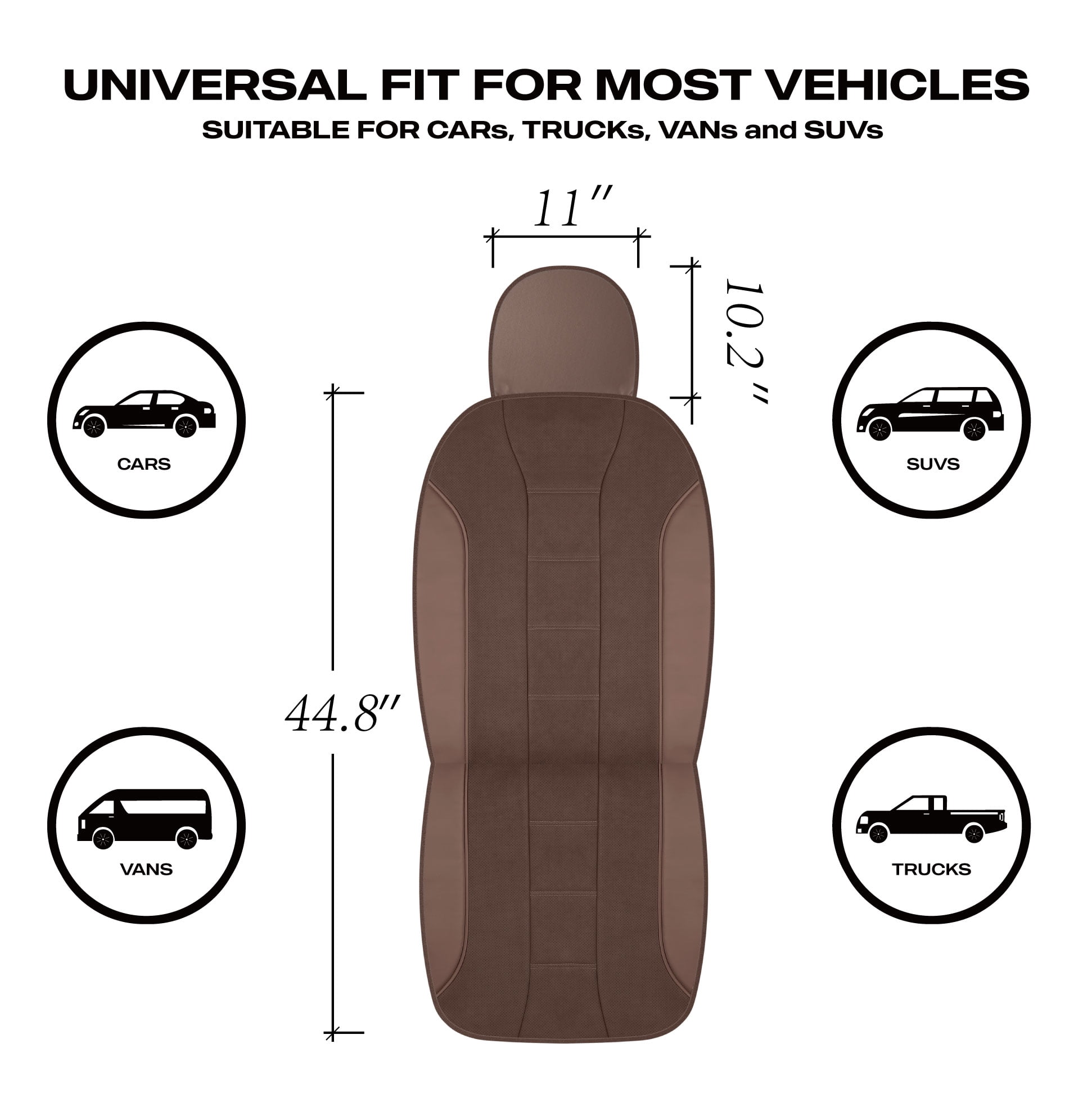 Auto Drive 2Piece Premium Brown Perforated Leather Seat Covers - Universal Fit, Luxury Comfort