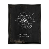 Stupell Industries Trapped In Your Web Spider Graphic Art Jet Black Floating Framed Canvas Print Wall Art, Design by Lil' Rue