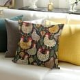 thumbnail image 3 of YILUYINQING Folk Art Chickens Rooster 100% Linen Pillow Cover 24x24in, 3 of 5