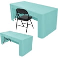 thumbnail image 1 of SHILIU-2 Pack Fitted Tablecloth for 4 Foot Tables - Aqua Open Back Folding Table Cover - Washable & Wrinkle Resistant - Trade Show, Book Fair, Career Fair, Convention, Events, 1 of 4