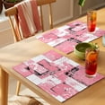 thumbnail image 4 of Pink White Placemats Set of 12 Modern Abstract Art Botanical Place Mats Indoor Wipeable Table Mats Washable Cloth Dining Table Placemats for Kitchen Holiday Party Home Decor 13x19 Inch, 4 of 9