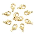 thumbnail image 2 of 20 pc Brass Lobster Claw Clasps Parrot Trigger Clasps Nickel Free Golden about 12mm long 7mm wide 3mm thick hole: 1mm, 2 of 6