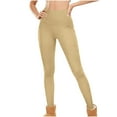 thumbnail image 3 of Womens Thermal Warm Leggings Stretchy Casual Slim Fitting Tights Pants with Pockets Workout Yoga Pants Beige XXL, 3 of 8