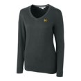 thumbnail image 2 of Women's Cutter & Buck Heather Charcoal Michigan Wolverines Lakemont Tri-Blend V-Neck Pullover Sweater, 2 of 3