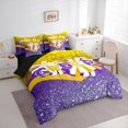 thumbnail image 3 of jejeloiu Cheerleading Cheerleader 7pcs Bedding Comforter Set,Cheer Lovers Queen Bedding Sets,Purple Yellow White Queen Sheet Sets For Teens,Luxury Bedroom Decor Reversible, 3 of 8
