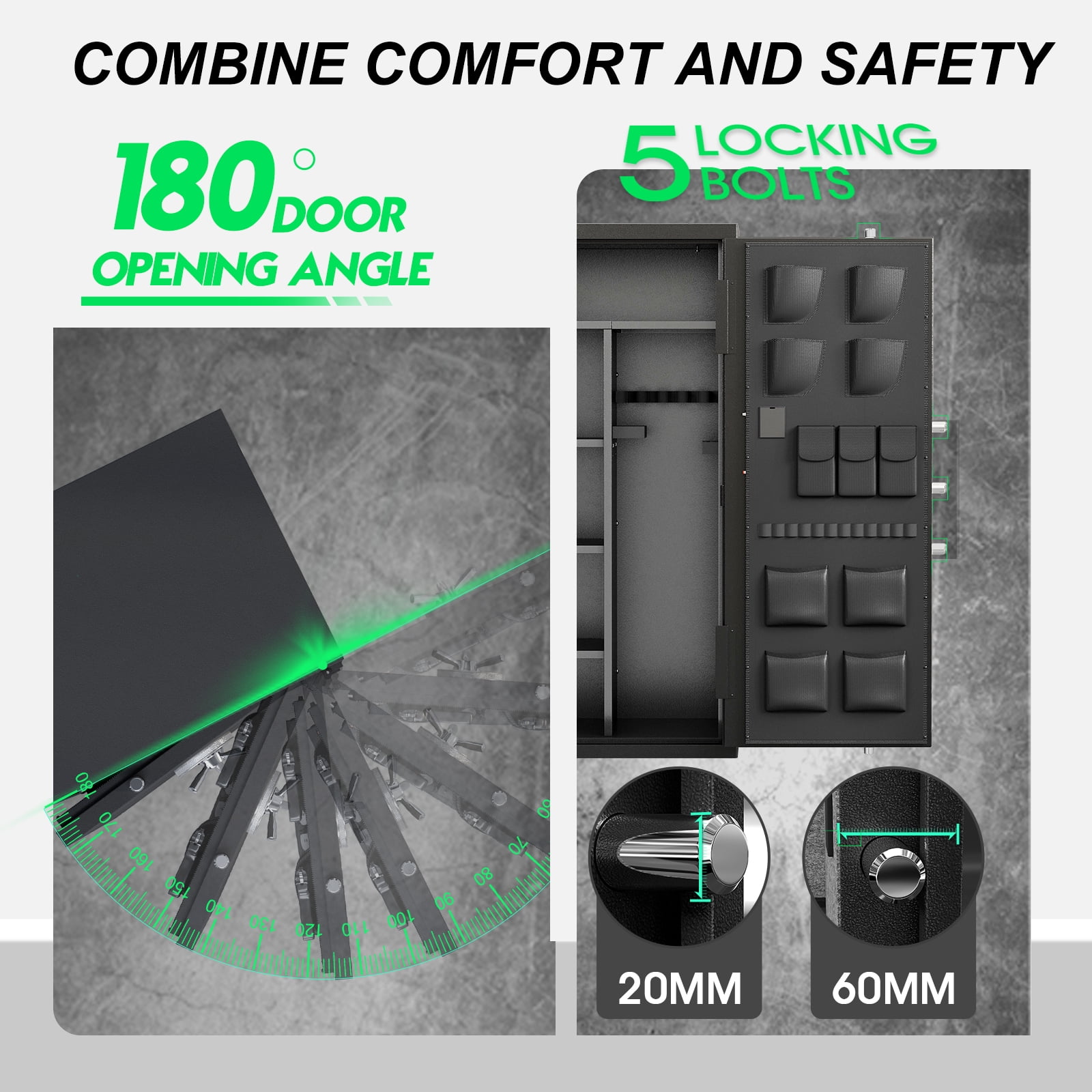 12-18 Gun Safe, Biometric Fingerprint Gun Safes With Induction Light, Large Gun Cabinet With Adjustable Shelves & Handgun Pockets, for Secure Home Storage