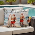 thumbnail image 5 of Surfboard Santa Christmas Outdoor Pillow Covers 20"x20" Set of 2,Waterproof Throw Pillow Covers for Patio Furniture,Coastal Nautical Beach Shell Decorative Cushion Pillowcases for Garden Couch Sofa, 5 of 9