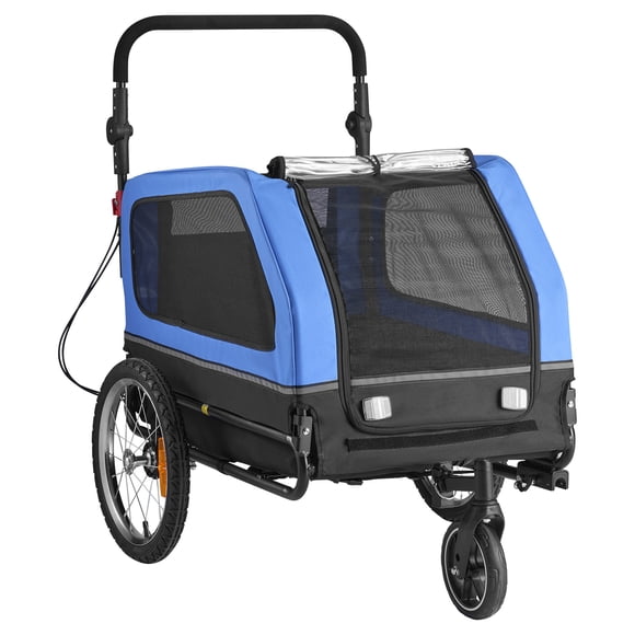 KFFKFF Dog Bike Trailer, Supports up to 88 lbs, 2-in-1 Pet Stroller Cart Bicycle Carrier for Small & Large Dogs, Easy Folding Frame with Quick Release Wheel