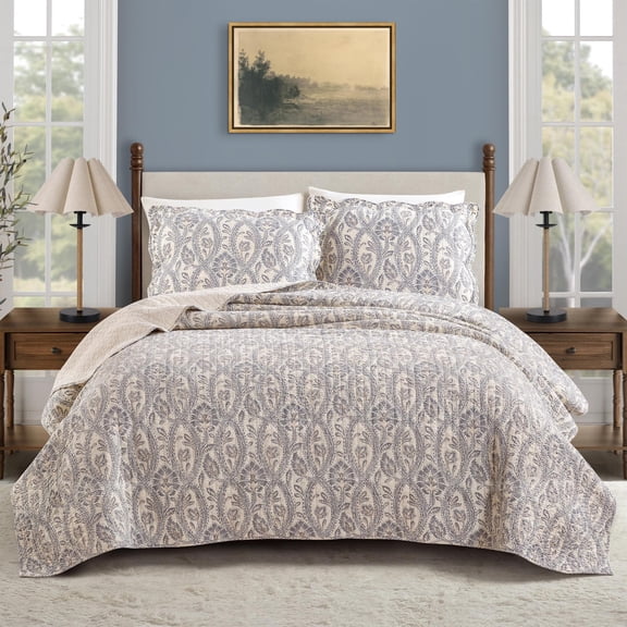 Spartina 449 Jonas Hundred 3-Piece Medallion Cotton Quilt Set, Full/Queen