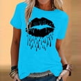 thumbnail image 1 of Fiudx Ofertas de La Semana Blusa de Manga Corta con Cuello Redondo y Estampado a La Moda para Mujer, 1 of 5