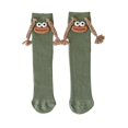thumbnail image 2 of Girl's Colorful Novelty Socks, Funny Big Mouth Design with Braids Mid-Calf Crew Socks, Quirky Gift for Boys Girls, Light Green, One Size, 2 of 4