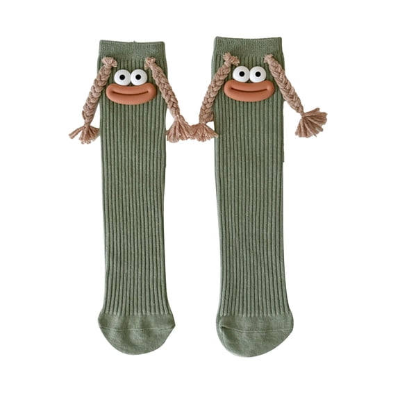 Cartoon Crew Socks for Girls Funny Crazy Ankle Socks 3D Novelty Silly Halloween Christmas Sock with Eyes Sausage Mouth Braid 1 Pair Light Green One Size