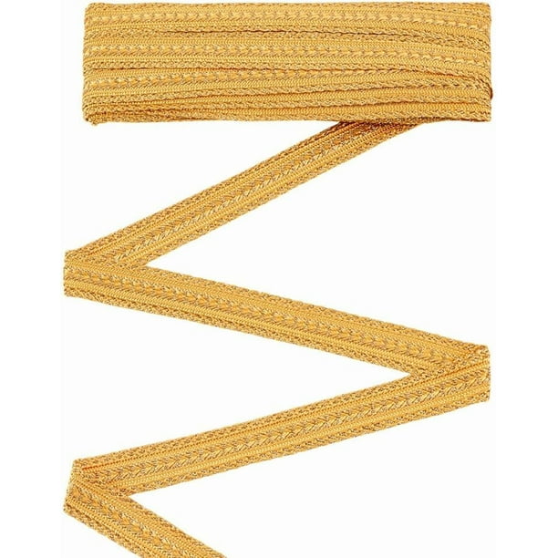 Cinta de 10 yardas de cinta metálica dorada, cinta de 0.8 pulgadas de cinta jacquard dorada, cinta decorativa de encaje brillante, cinta metálica con purpurina