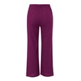 thumbnail image 6 of Jxximdong Pants for Women Womens Daily Elastic Waist Pockets Straight Solid Color Casual Pants Loose Long Trousers Purple XXL Trousers, 6 of 6