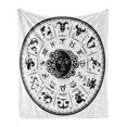 thumbnail image 1 of Zodiac Soft Flannel Fleece Throw Blanket, Minimalist Rounded Outer Space Effects on Character Image Print, Cozy Plush for Indoor and Outdoor Use, 70" x 90", Black White, by Ambesonne, 1 of 6